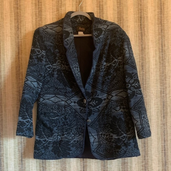 david paul Jackets & Blazers - David Paul Blue Black Blazer Coat Jacket Vintage Women’s Western Size Cotton